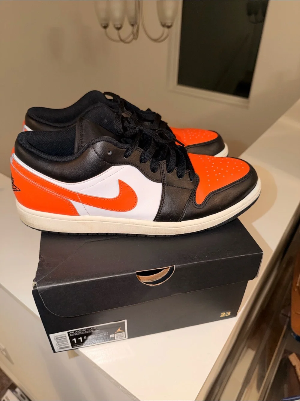 Jordan Men’s Low-Top Sneaker — Orange/Black/White